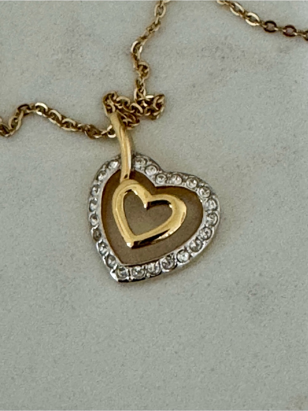 Women’s Swarovski Lady Pendant Heart Motif Necklace. Two entwined hearts